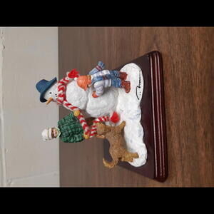 Charming Winter Scene by Trish Romance with Snowman, Children, and Dog